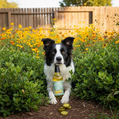 Cinderosa Ranch Pickle Sips Sweet Heat 10 fl oz bottle featuring a spicy and sweet pickle flavor drink.