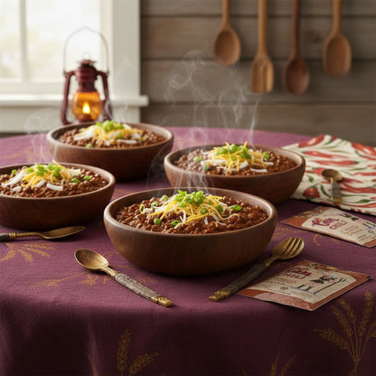 Cinderosa Ranch Cin Chili Seasoning Mix 24-pack case, showing packets with vibrant chili spice blends and branding.