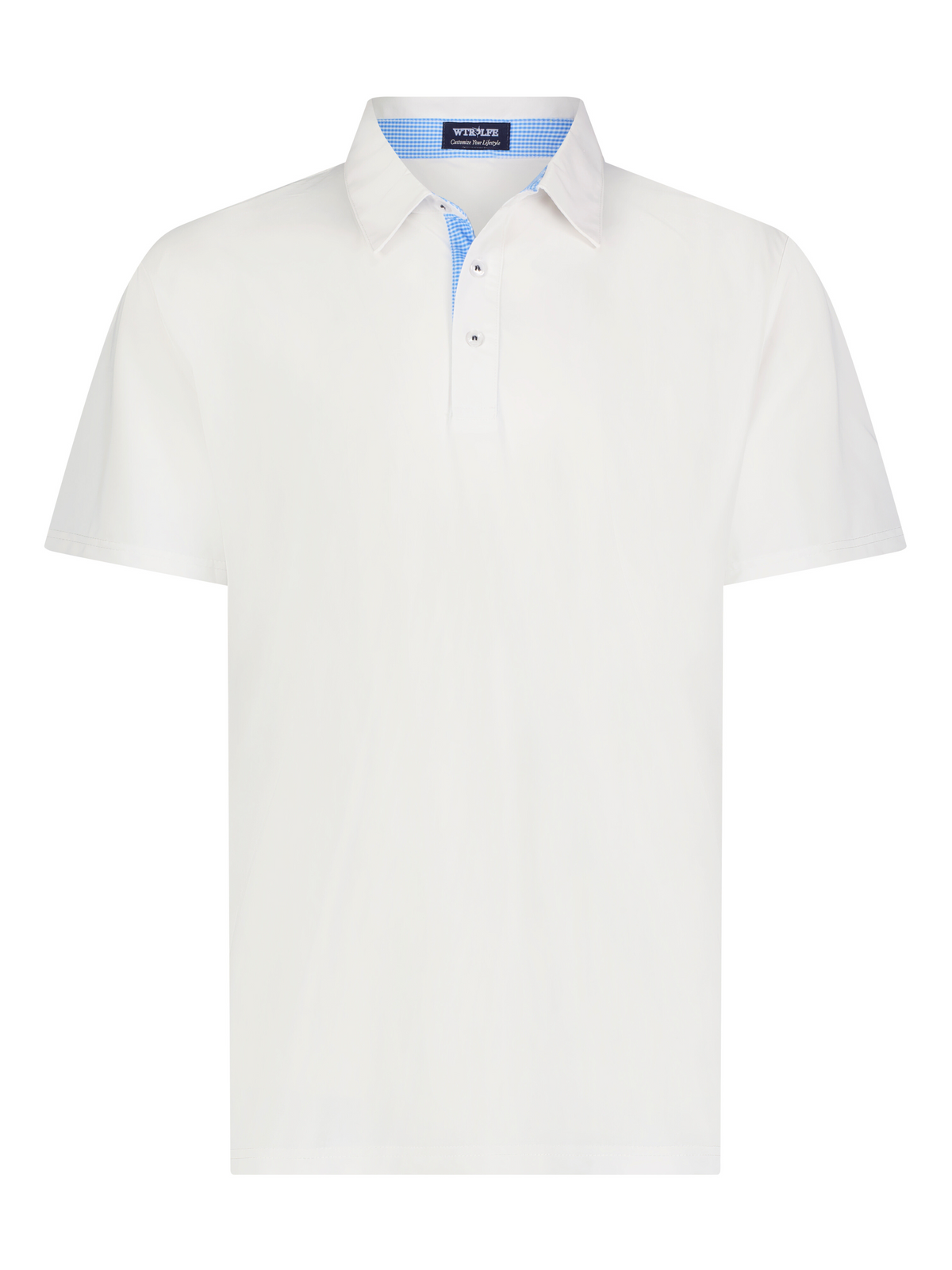 White Water Life Coastline Polo shirt in white, featuring a classic collar and short sleeves, displayed on a plain background.