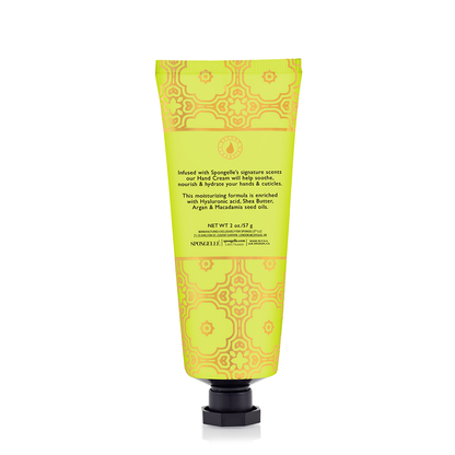Spongellé Coconut Verbena hand cream tube with coconut and verbena scent, shown from the back.