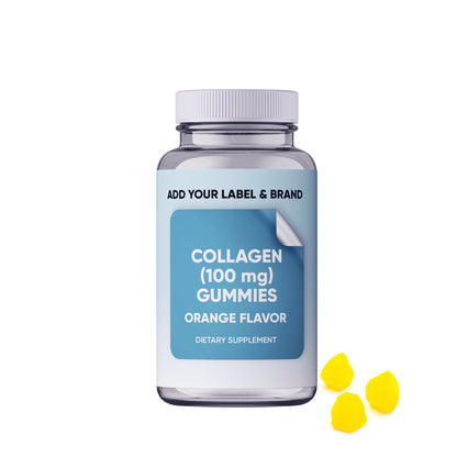Tapioca collagen gummies by Your Label showing a close-up of the chewy, transparent gummies with collagen ingredients.