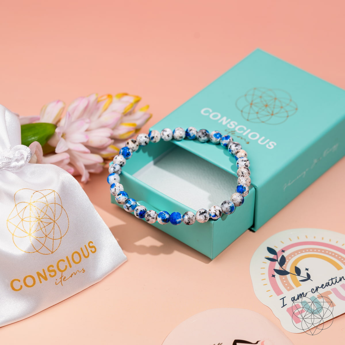 K2 stone bracelet by Conscious Items featuring 6mm beads, designed for spiritual adventure and meaningful style.
