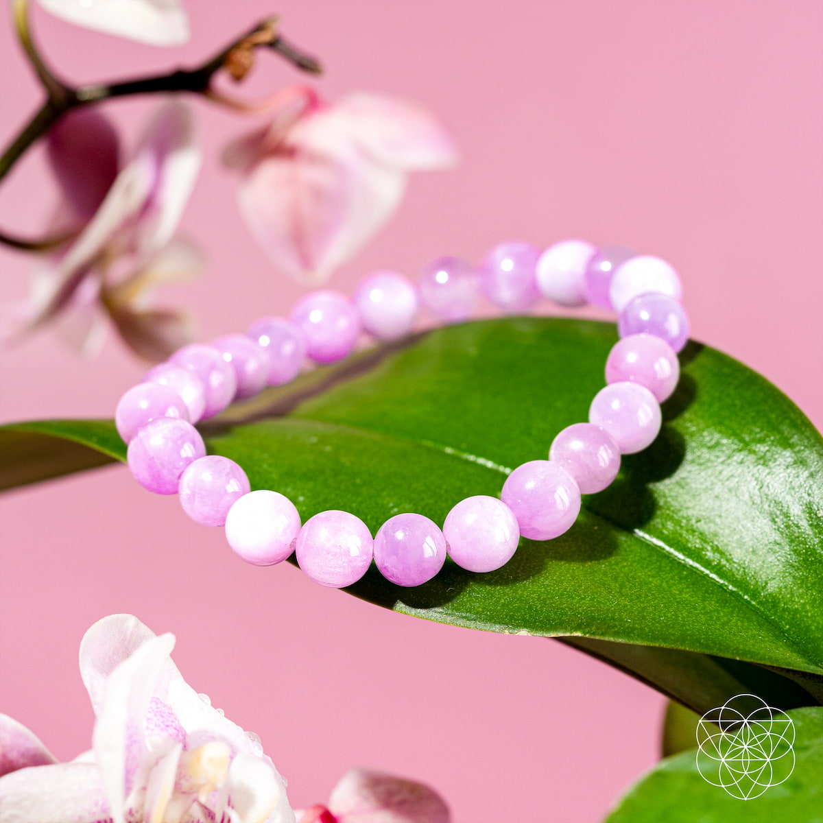Pink Kunzite bracelet from Conscious Items featuring a delicate, polished gemstone design perfect for jewelry and spiritual wellness.