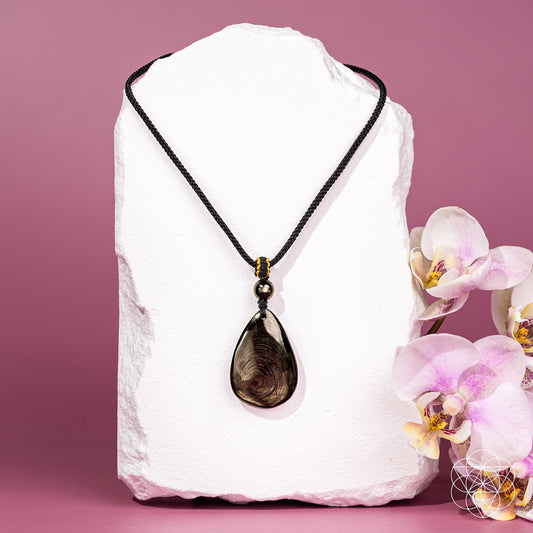 Hypersthene Millionaire Manifestation pendant necklace by Conscious Items, featuring a sleek, polished gemstone on a delicate chain.
