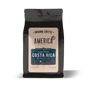 Ground Costa Rica single origin coffee from America Supply Company LLC, showing fresh roasted beans in a bag.