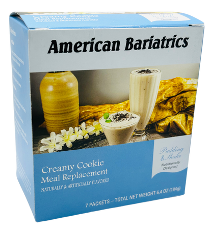 Creamy cookie flavored meal replacement shake by AmBari Nutrition in a glass with a straw, showcasing its thick, smooth texture.