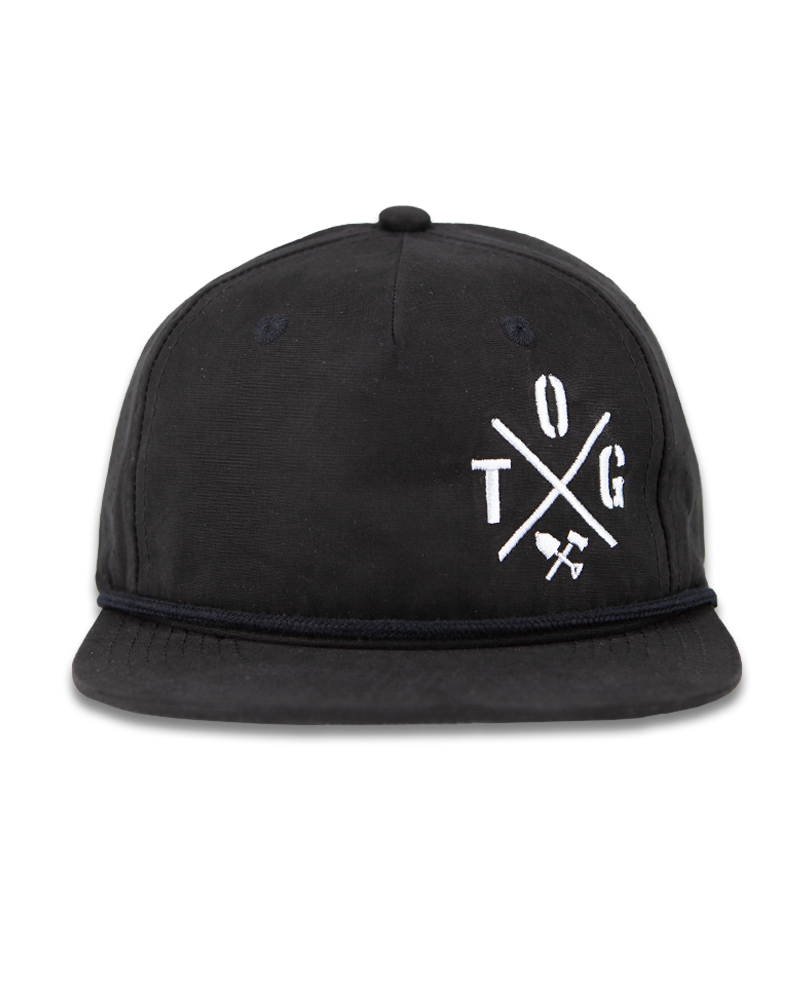 Black Crossbar Hat by Off The Grid Surplus featuring a stylish, structured design with a curved brim and adjustable strap.