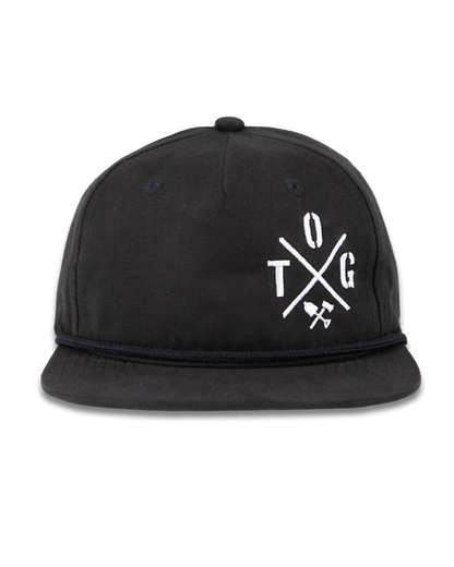 Black Crossbar Hat by Off The Grid Surplus featuring a stylish, structured design with a curved brim and adjustable strap.