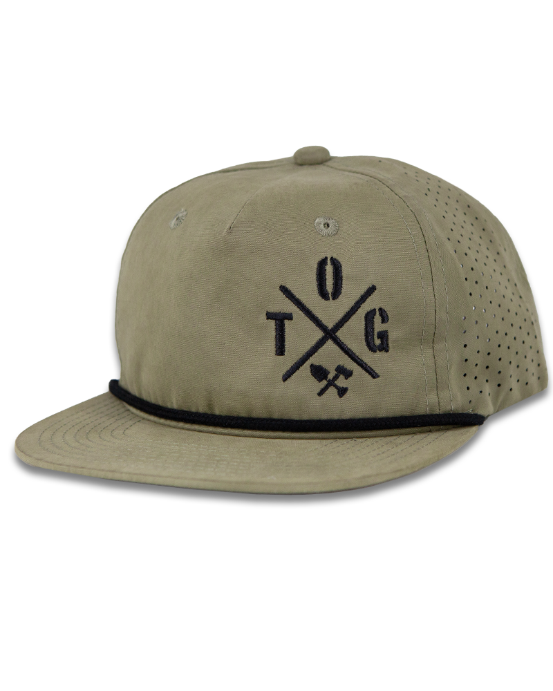 Off The Grid Surplus Crossbar Hat in loden green, featuring a sturdy hat design with a wide brim and adjustable strap.