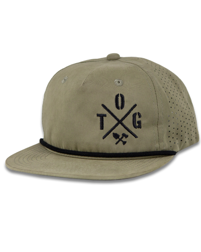 Off The Grid Surplus Crossbar Hat in loden green, featuring a sturdy hat design with a wide brim and adjustable strap.