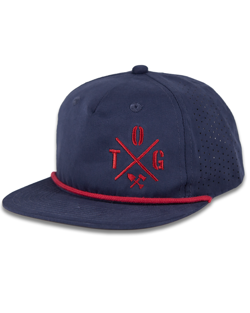 Navy Crossbar Hat by Off The Grid Surplus featuring a structured brim and adjustable strap for a casual outdoor look.