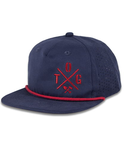 Navy Crossbar Hat by Off The Grid Surplus featuring a structured brim and adjustable strap for a casual outdoor look.