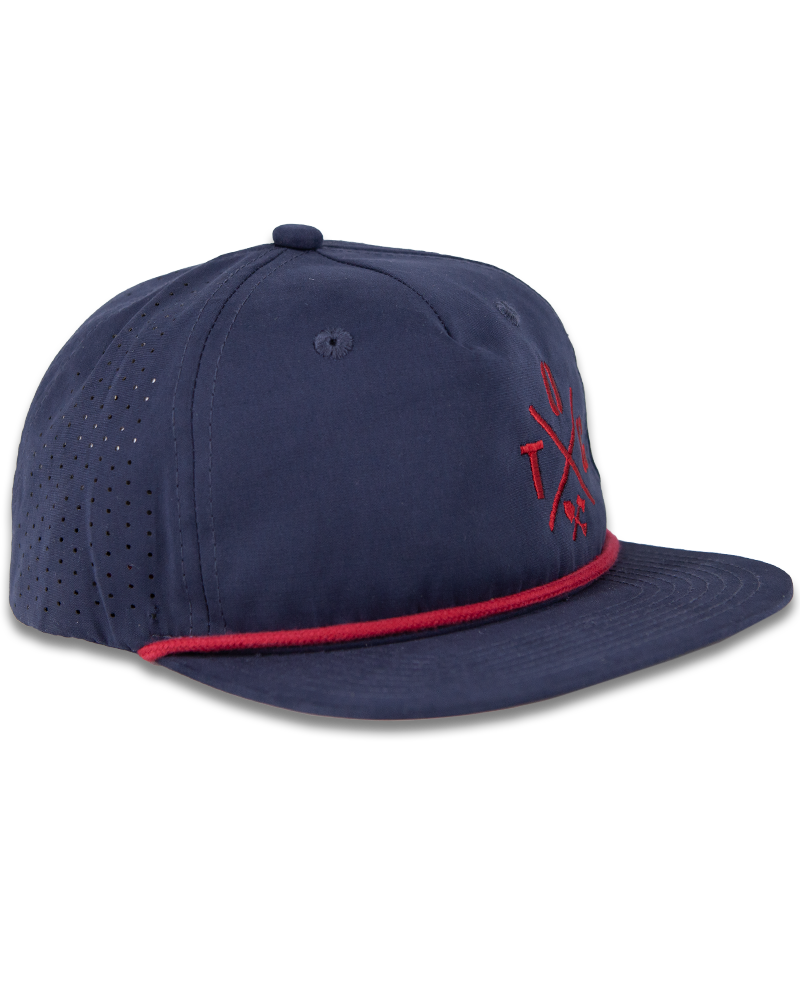 Navy crossbar hat by Off The Grid Surplus featuring a classic design and adjustable strap.