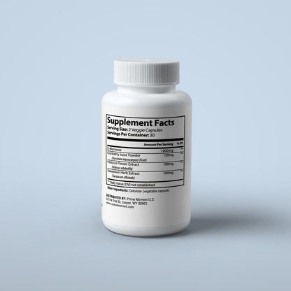 D-Mannose supplement bottle from Nutra Moment, part of health and beauty products, with capsules visible on a clean surface.