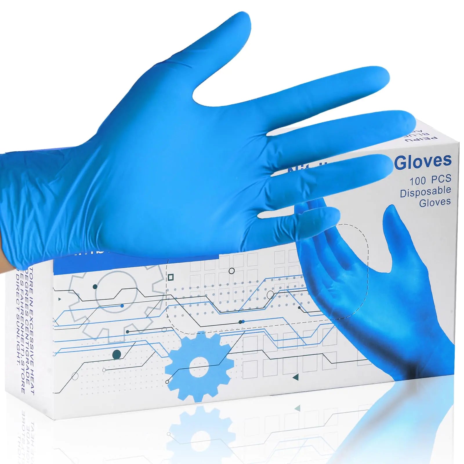 PEIPU Nitrile Gloves Disposable Gloves(Small 100-Pack)，Powder Free Cleaning Service Gloves Latex Free