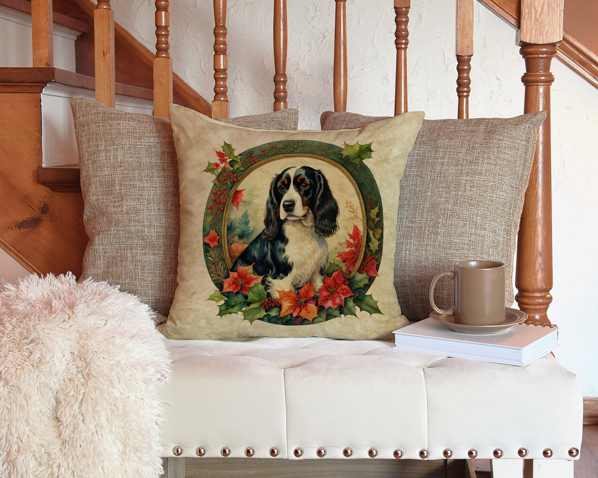 English Springer Spaniel Christmas flowers decorative throw pillow by Caroline's Treasures, featuring festive floral and dog design.