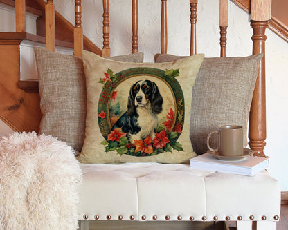 English Springer Spaniel Christmas flowers decorative throw pillow by Caroline's Treasures, featuring festive floral and dog design.