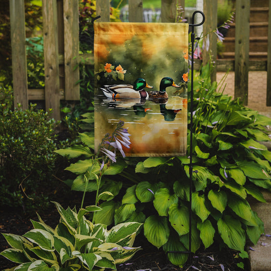 Mallard garden flag by Caroline's Treasures, featuring a colorful duck image, ideal for outdoor decoration and garden displays.
