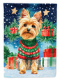 Yorkshire Terrier Yorkie Christmas house flag with festive holiday design, decorative outdoor flag from Caroline's Treasures.