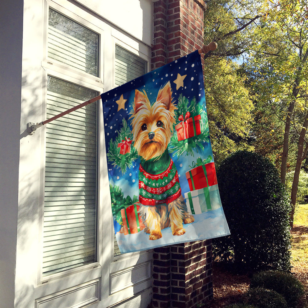 Yorkshire Terrier Yorkie Christmas house flag by Caroline's Treasures featuring festive dog design and holiday theme.