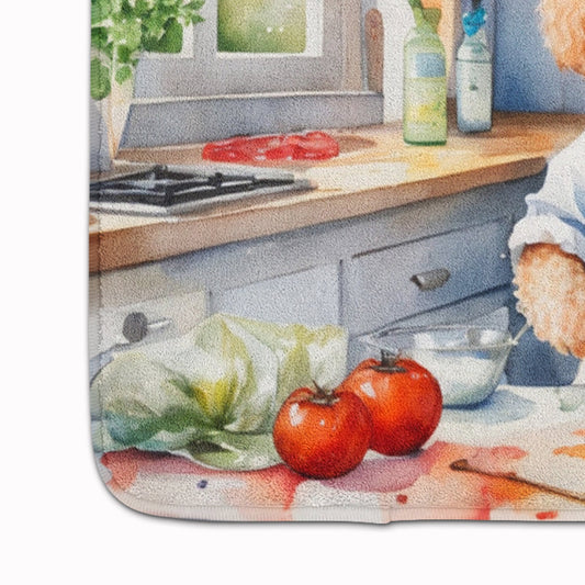Caroline's Treasures Poodle The Chef memory foam kitchen door mat with a playful poodle design and chef hat, for kitchen decor.