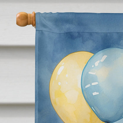Caroline's Treasures Schnauzer Happy Birthday house flag with a festive design, perfect for celebrating birthdays outdoors.