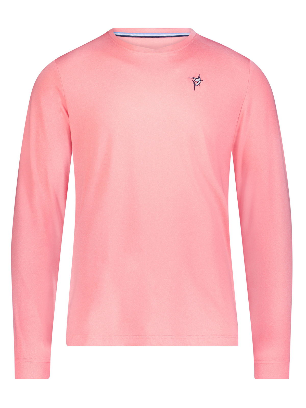 White Water Life Dockside Performance long sleeve shirt displayed on a hanger, featuring a casual design perfect for outdoor activities.