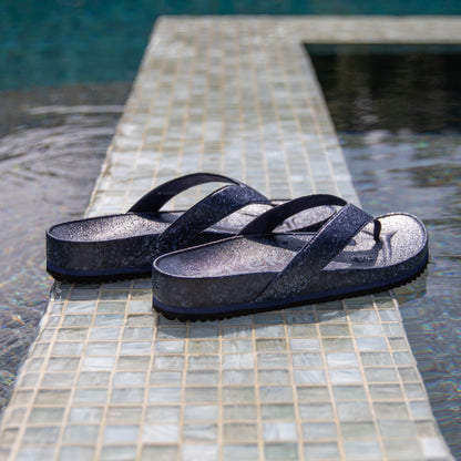 Fleks West Beach Flip Flop in deep blue sea with cushioned sole and thong strap, perfect for casual beachwear and summer outings.