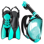 W WSTOO Mask Fins Snorkel SetSnorkeling Gear for AdultsFull Face Snorkel Mask & Adjustable Swim FinsDry Top System Anti-Fog Anti-Leak