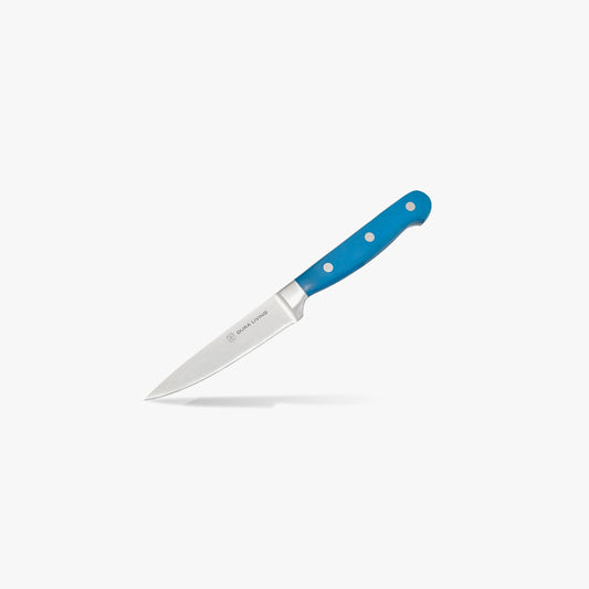 Royal blue Dura Living Superior 3.5-inch paring knife with a sharp stainless steel blade for precise kitchen prep.