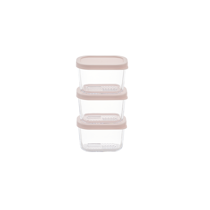 Six Dura Living glass food storage containers with airtight lids, 10.5oz each, in berry blush color.