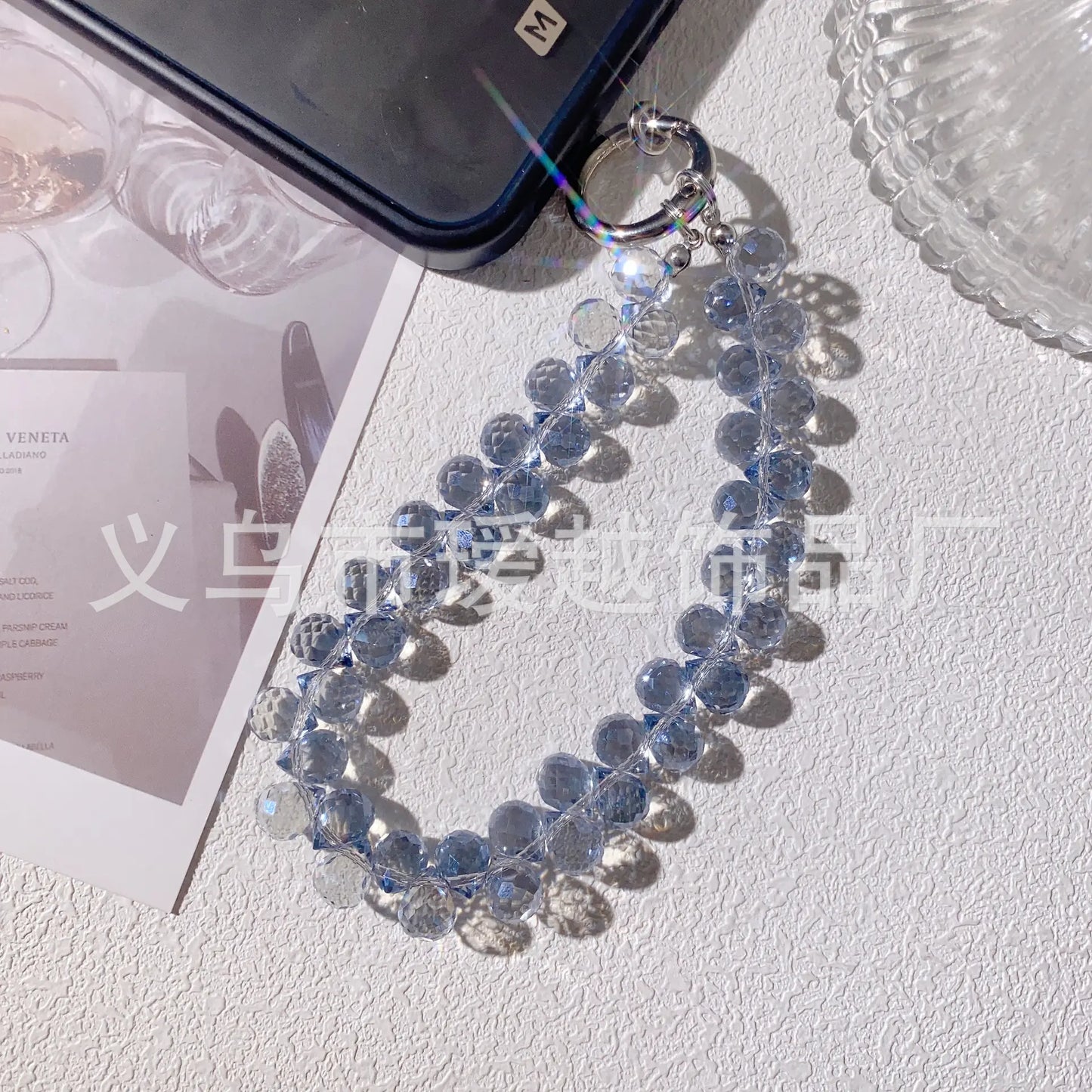 Creative Crystal Phone Chain with Elegant Beads and Design
