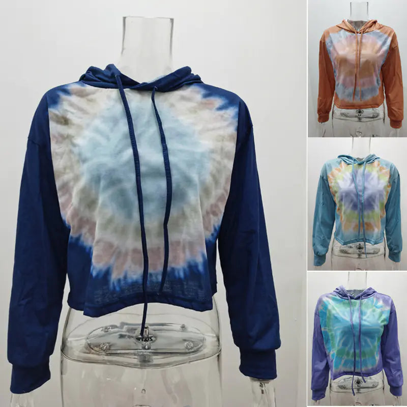 Ombre Tie Dye Hoodie with Long Sleeves