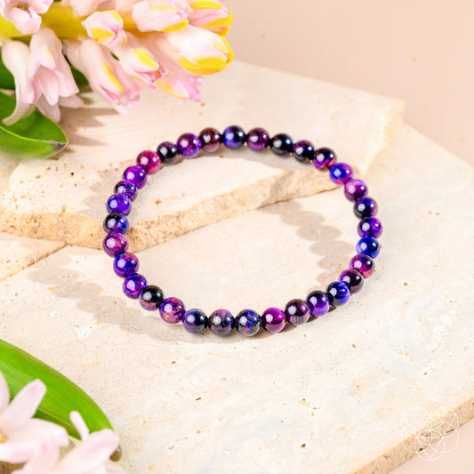 All-Galaxy Tiger’s Eye bracelet by Conscious Items featuring 6mm beads, designed for style and spiritual energy.