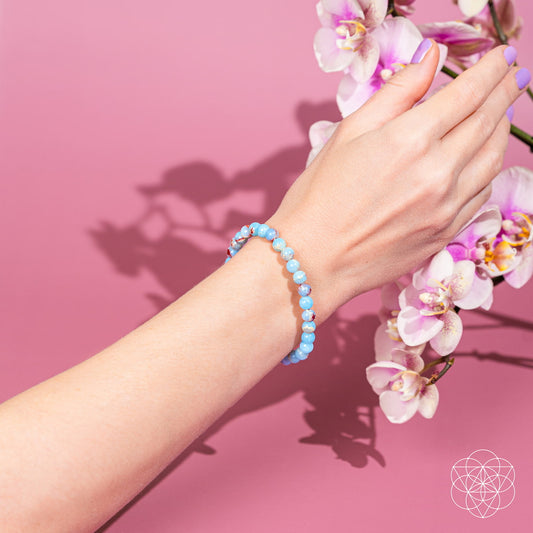 Aqua Terra Jasper bracelet by Conscious Items featuring 6mm beads, showcasing natural stone with earthy tones and polished finish.