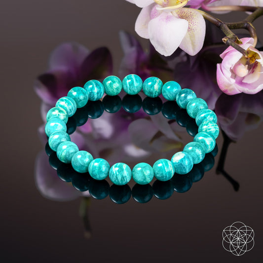 Premium blue Amazonite bracelet from Conscious Items with polished beads, stylish and handcrafted for elegant jewelry wear.