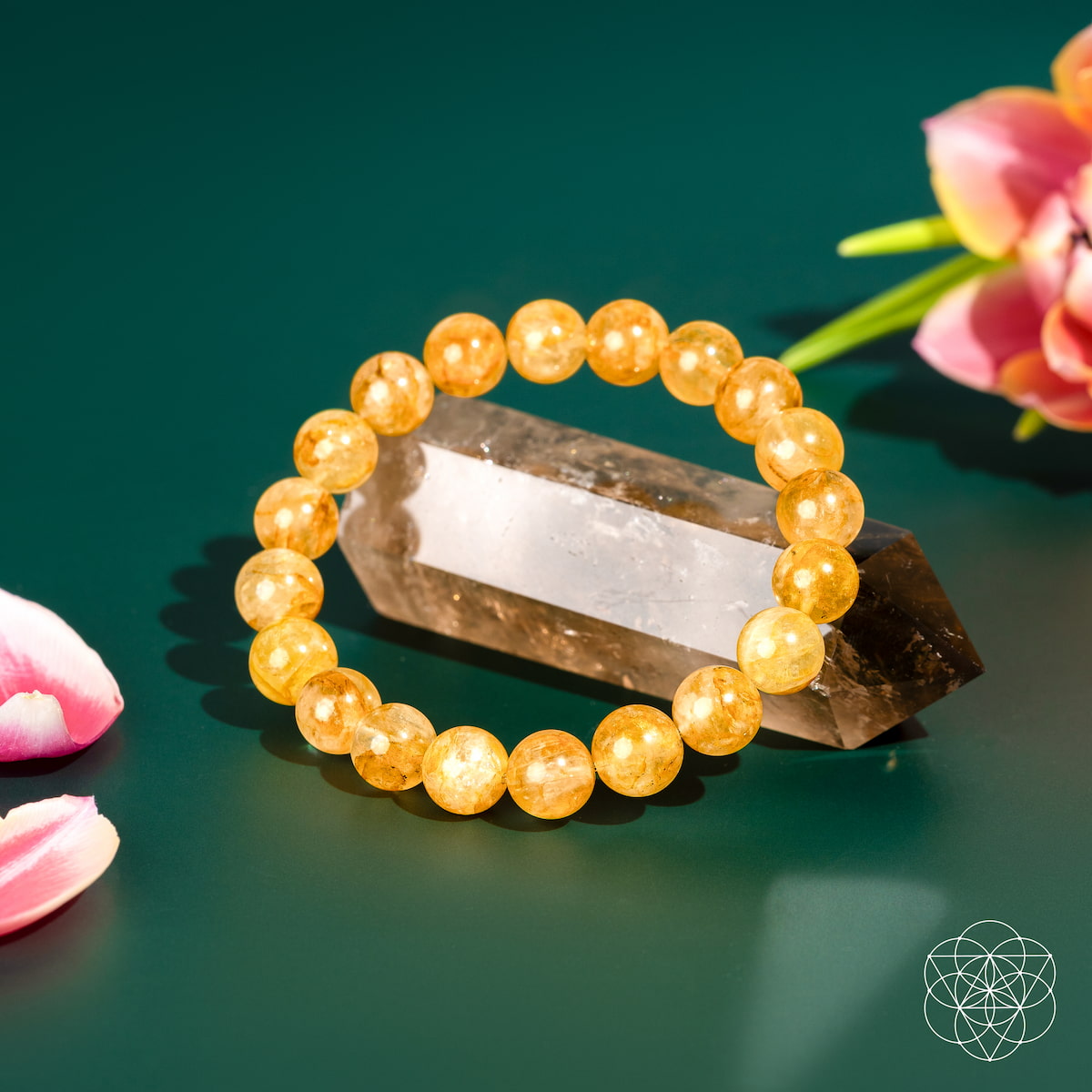 Golden Healer Quartz bracelet from Conscious Items featuring polished beads on a delicate elastic band.