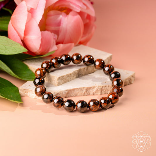 Mahogany Obsidian bracelet from Conscious Items, The Self-Sabotage Breaker collection, featuring polished polished stones on a durable band.