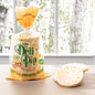 Kim's Magic Pop Kim's Deli Pop Chickpea flavor snack in a colorful package, crispy and seasoned chickpea snack on a white background.