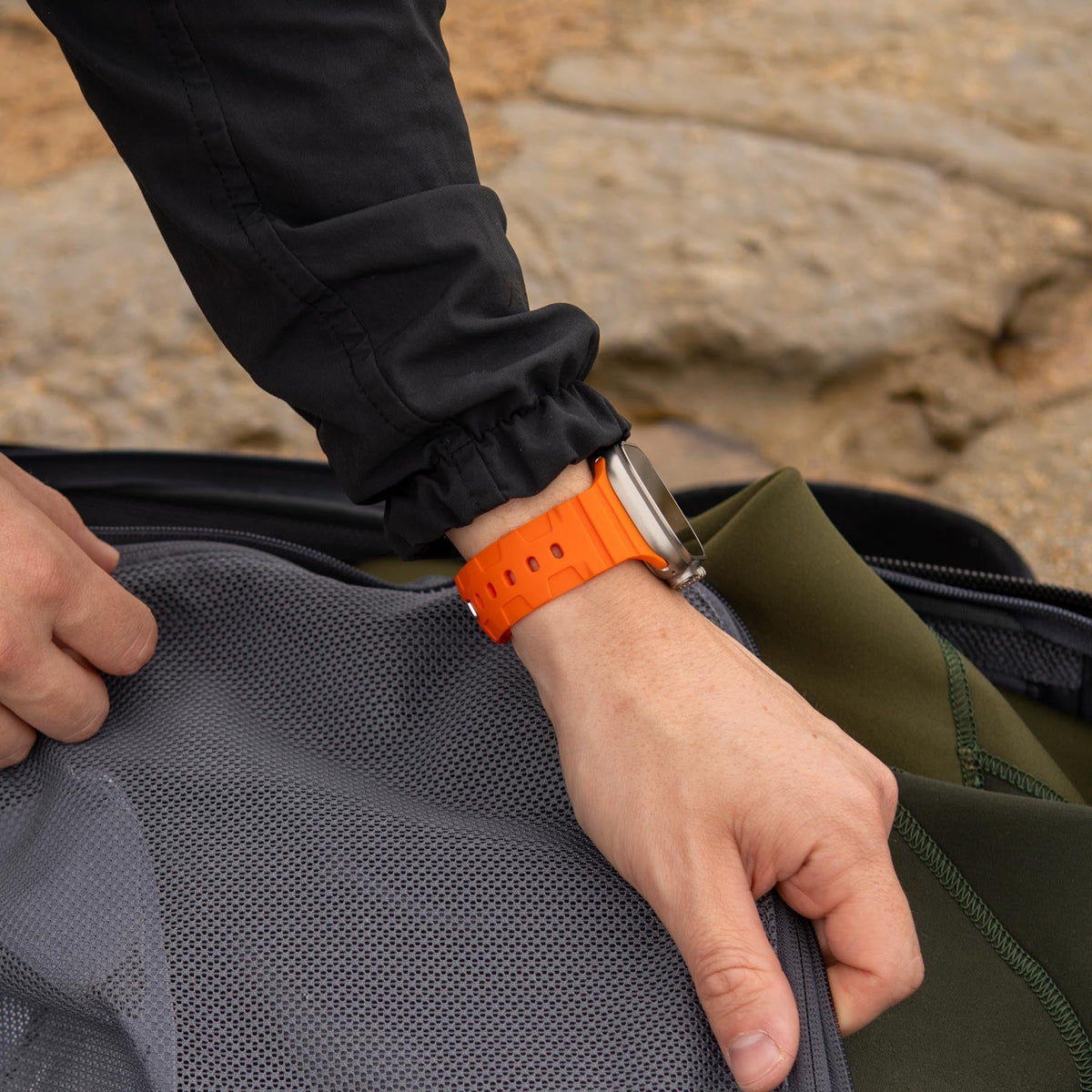 Robust sport band in vibrant colors, designed for fitness and active wear, with adjustable strap and breathable material.