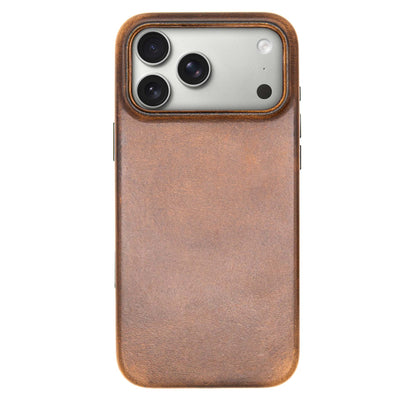 Leather case for smartphone with camera cutouts, brown color, made by Robust, designed to protect and style the device.