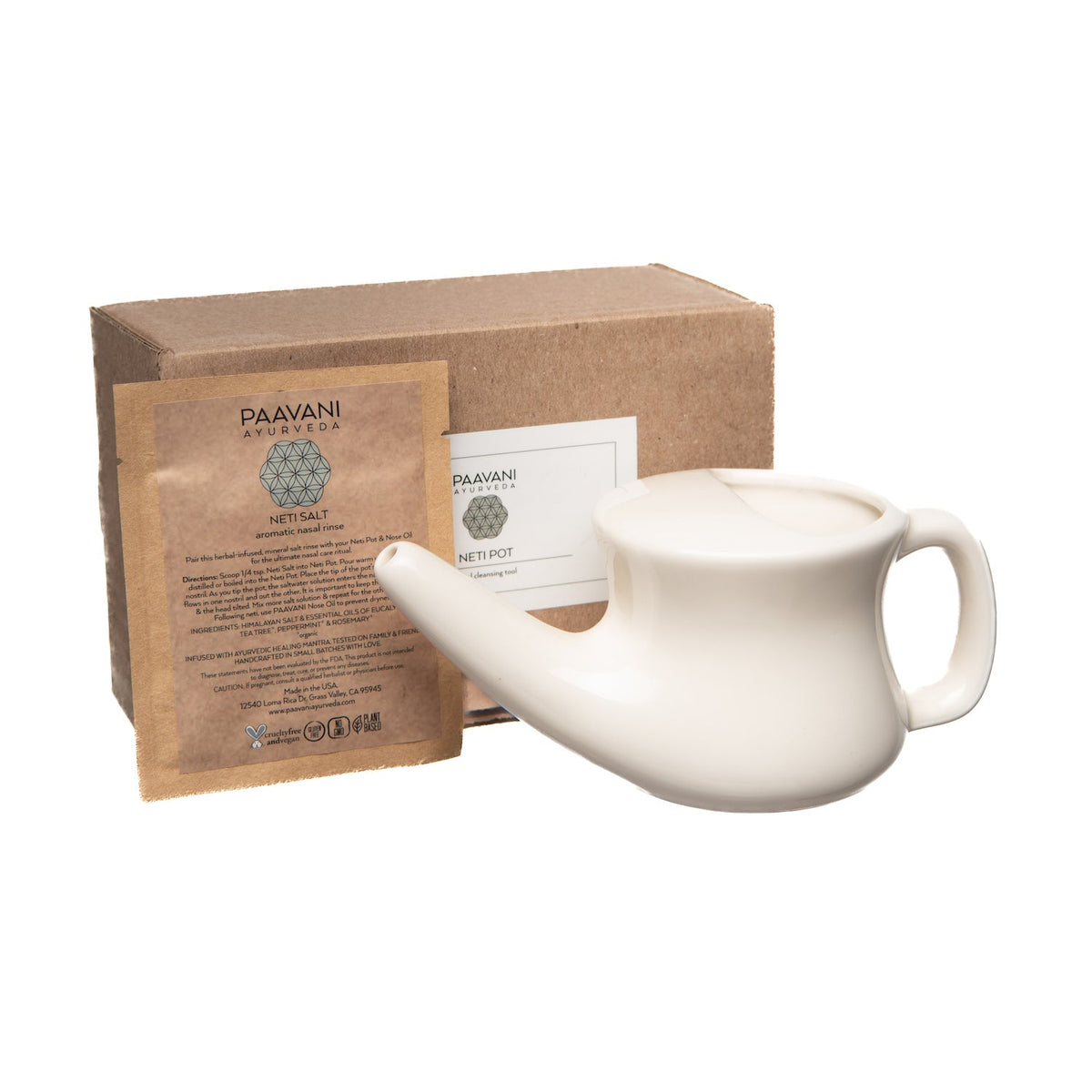 Ceramic neti pot for nasal cleansing, with a simple design, used for sinus health and Ayurvedic nasal irrigation.