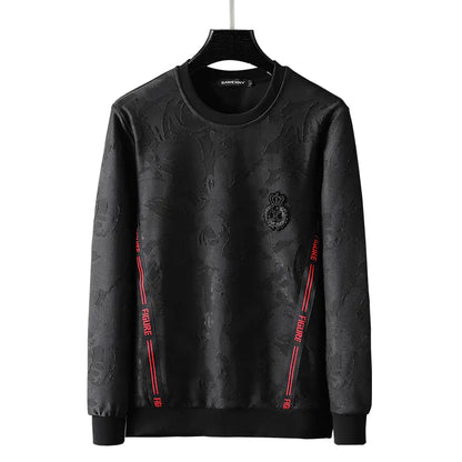 Men's Long-Sleeved Black Round Neck Sweater
