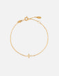 Dainty gem cross link bracelet by Elevated Faith featuring delicate chain and small sparkling cross charms.