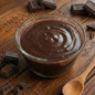 Dark chocolate protein pudding by AmBari Nutrition, showcasing a rich, smooth Dutch chocolate pudding in a bowl.