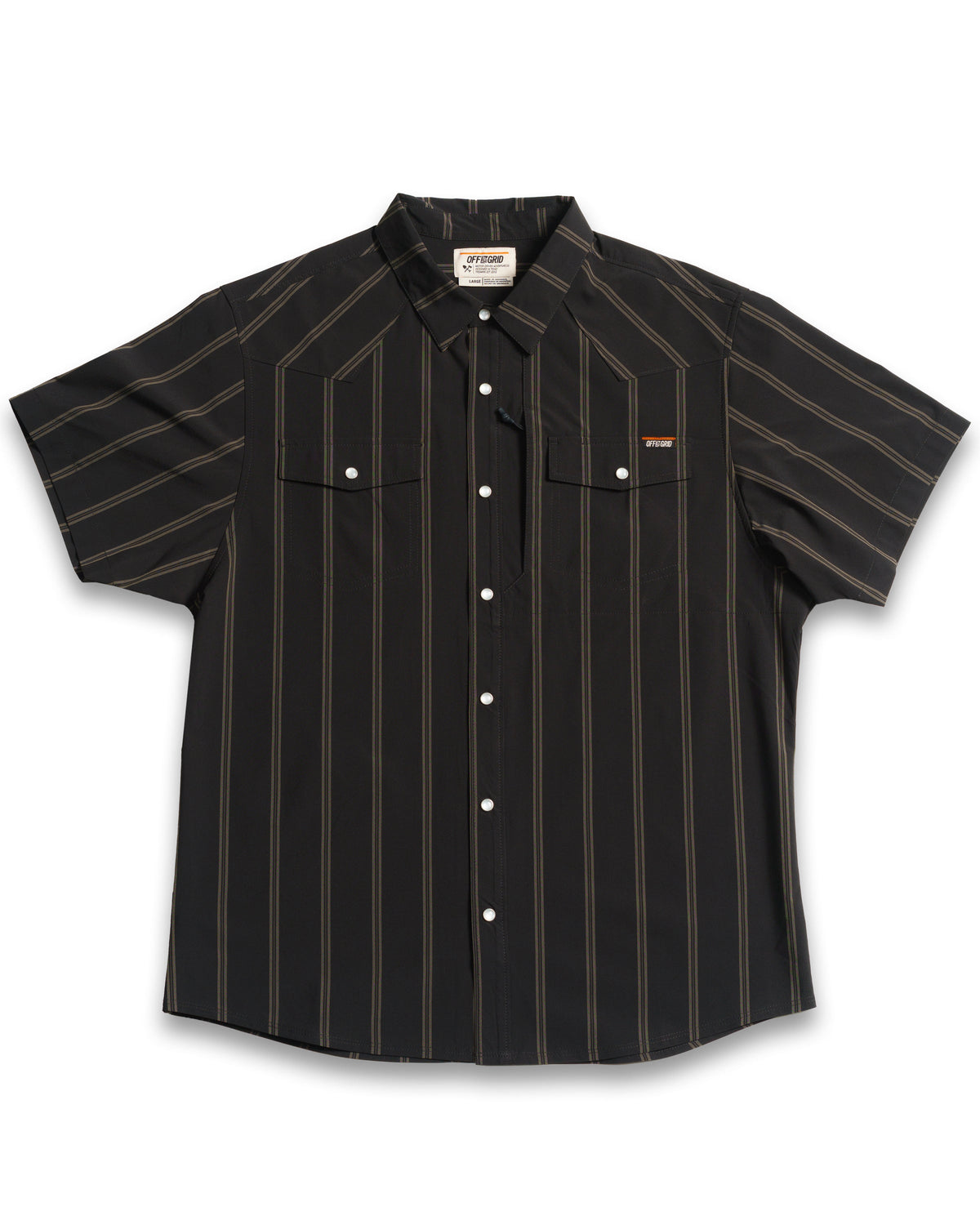 Short sleeve Daryll SS shirt in vintage black by Off The Grid Surplus, shown with a relaxed fit and classic collar.