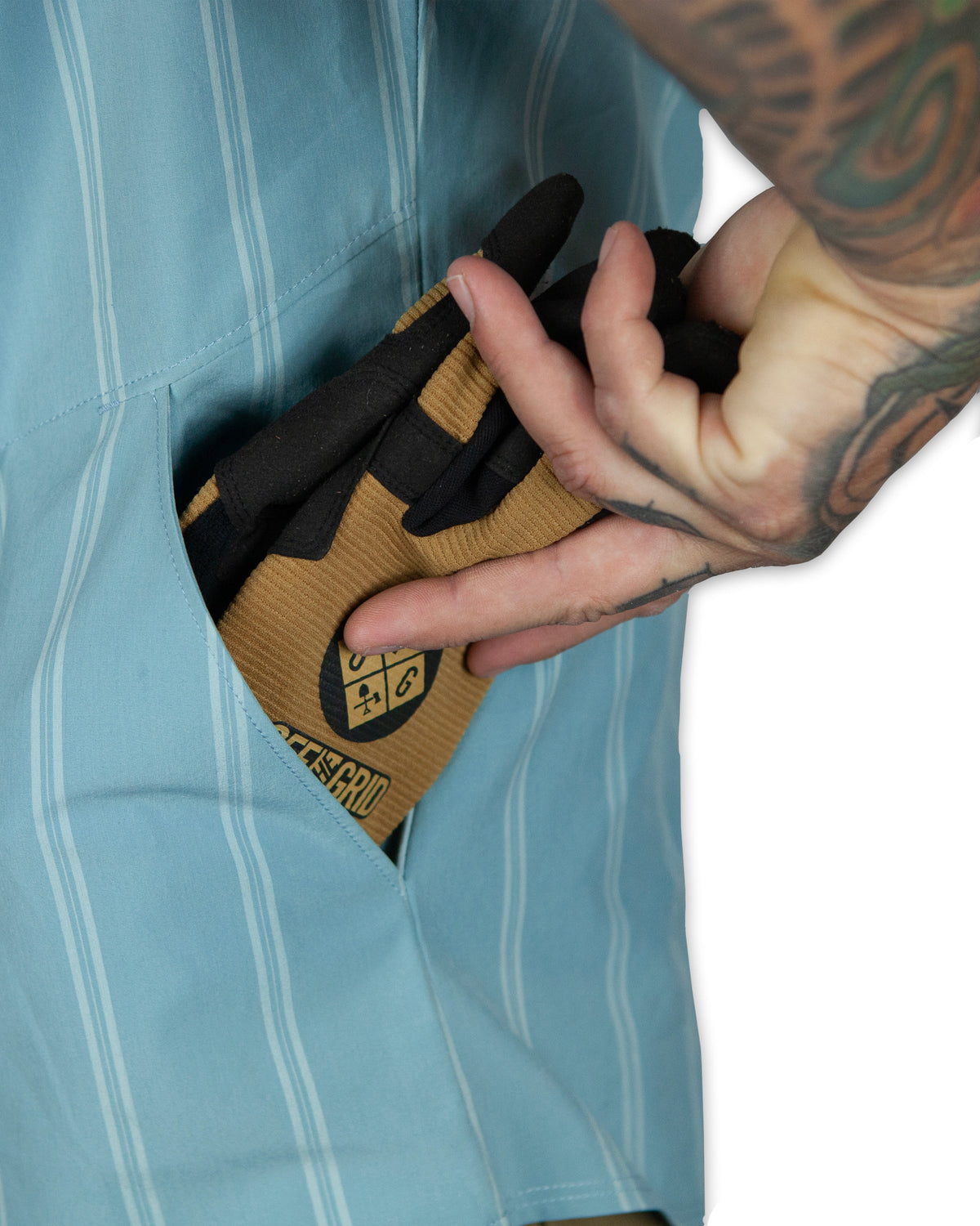 Off The Grid Surplus Daryll SS Shirt in mid blue, short sleeve casual shirt with a classic fit and button front.