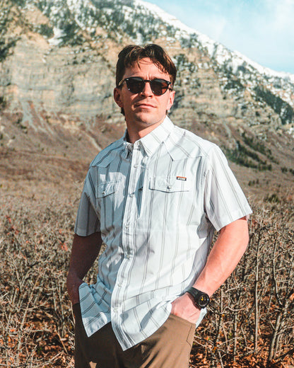 White Daryll SS Shirt by Off The Grid Surplus, short sleeve casual shirt with a classic fit and clean design.