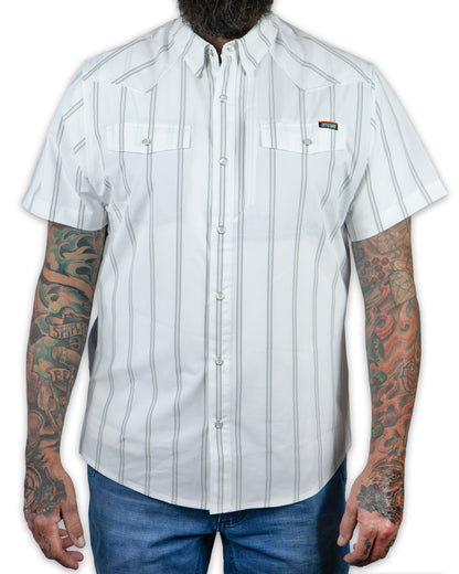 White short sleeve shirt from Off The Grid Surplus Daryll SS Shirt, featuring a casual, clean design with a classic fit.