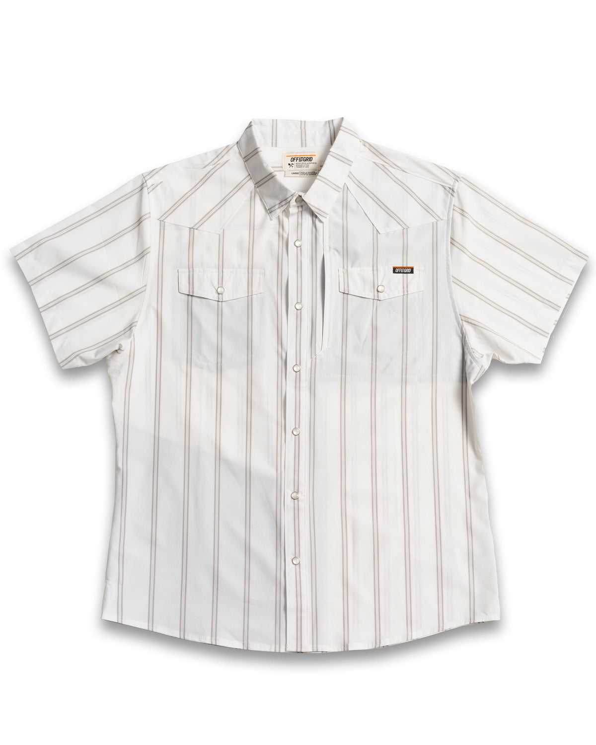 White Daryll SS Shirt by Off The Grid Surplus, short sleeve shirt with a relaxed fit and classic collar detail.